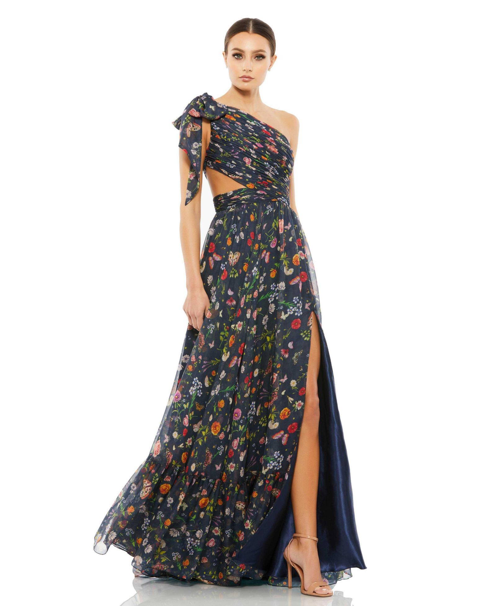Женское вечернее платье Mac Duggal с открытым плечом и разрезом