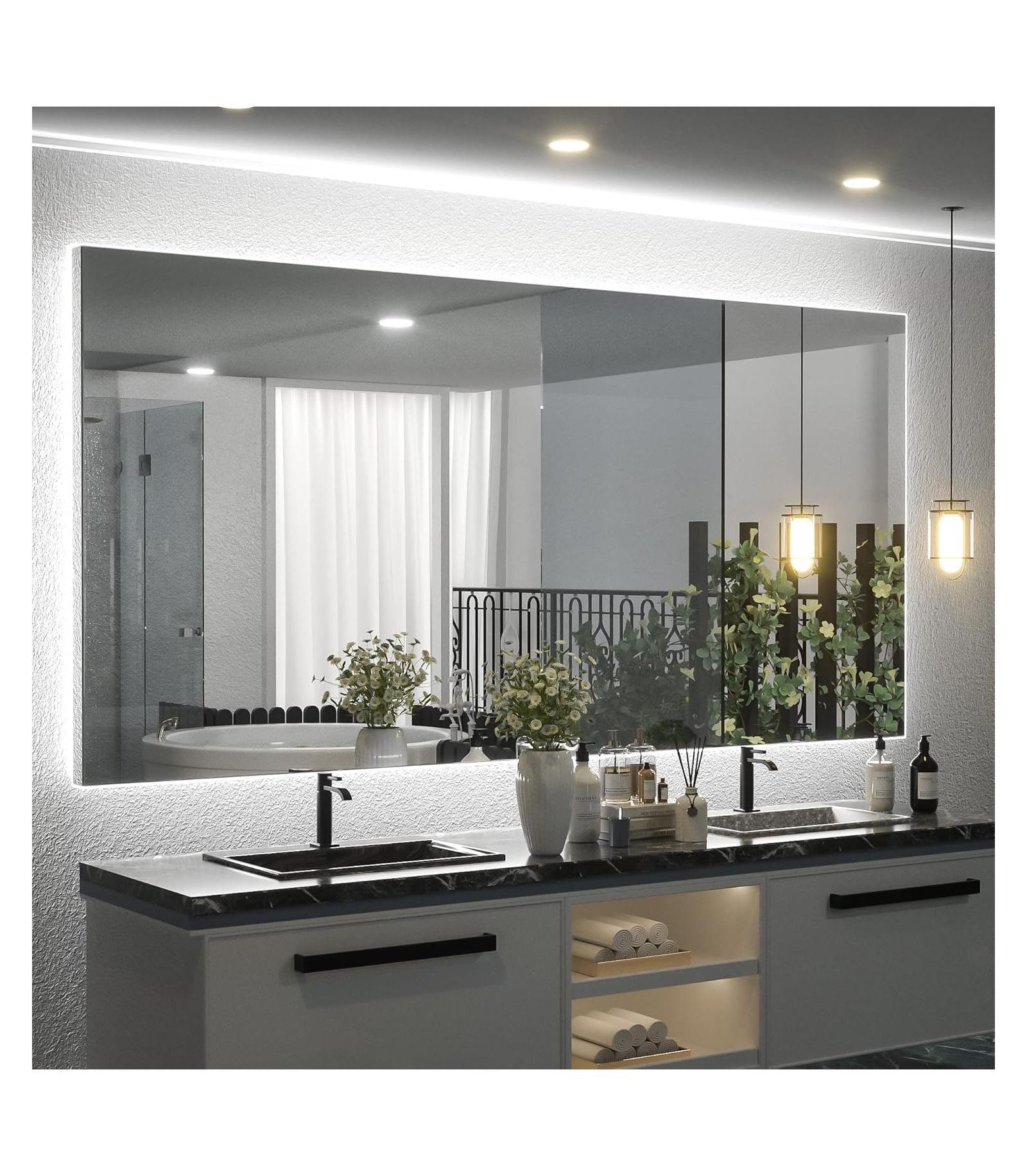 Зеркало для ванной комнаты keonjinn LED Backlit Frameless с регулировкой яркости