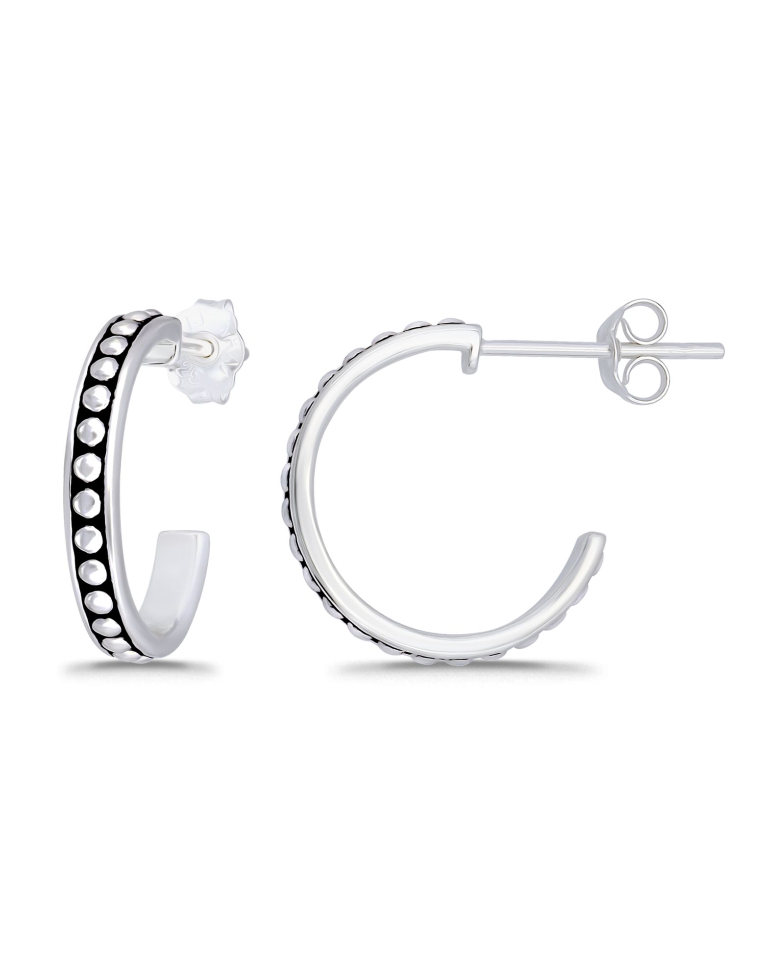 Macy's Серьги-кольца Oxidized Beaded Round Half Hoop