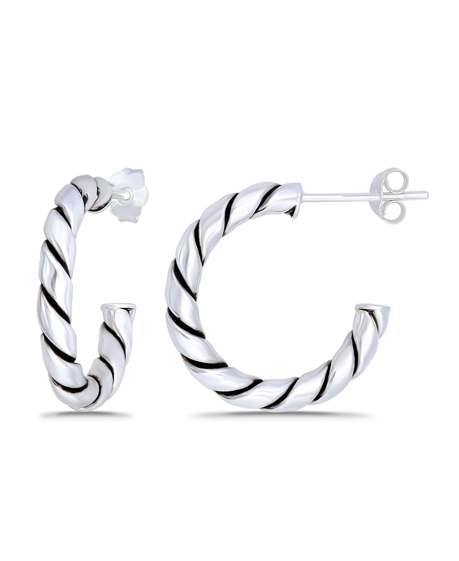 Серьги-гвоздики Oxidized Twist Half Hoop Post