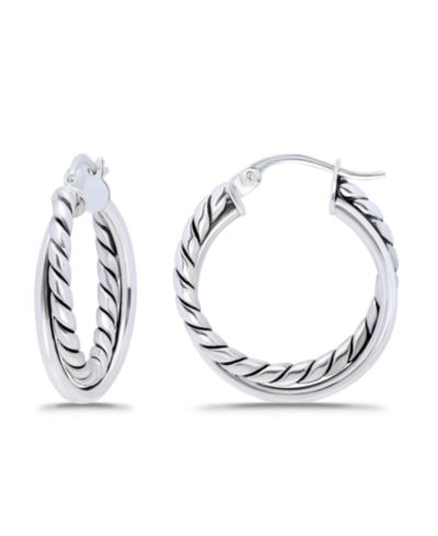 Серьги-кольца Macy's Oxidized Polish Tubing Click Top Hoop