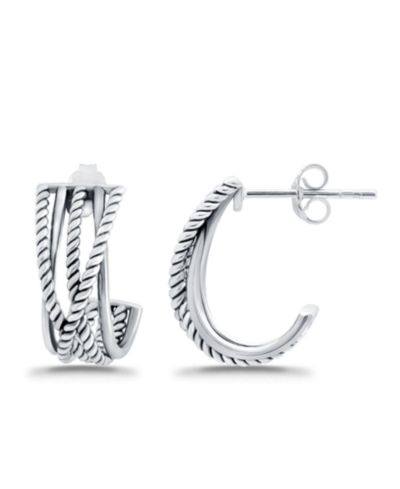 Серьги-кольца Macy's Oxidized Twist Polish J-Hoop Post