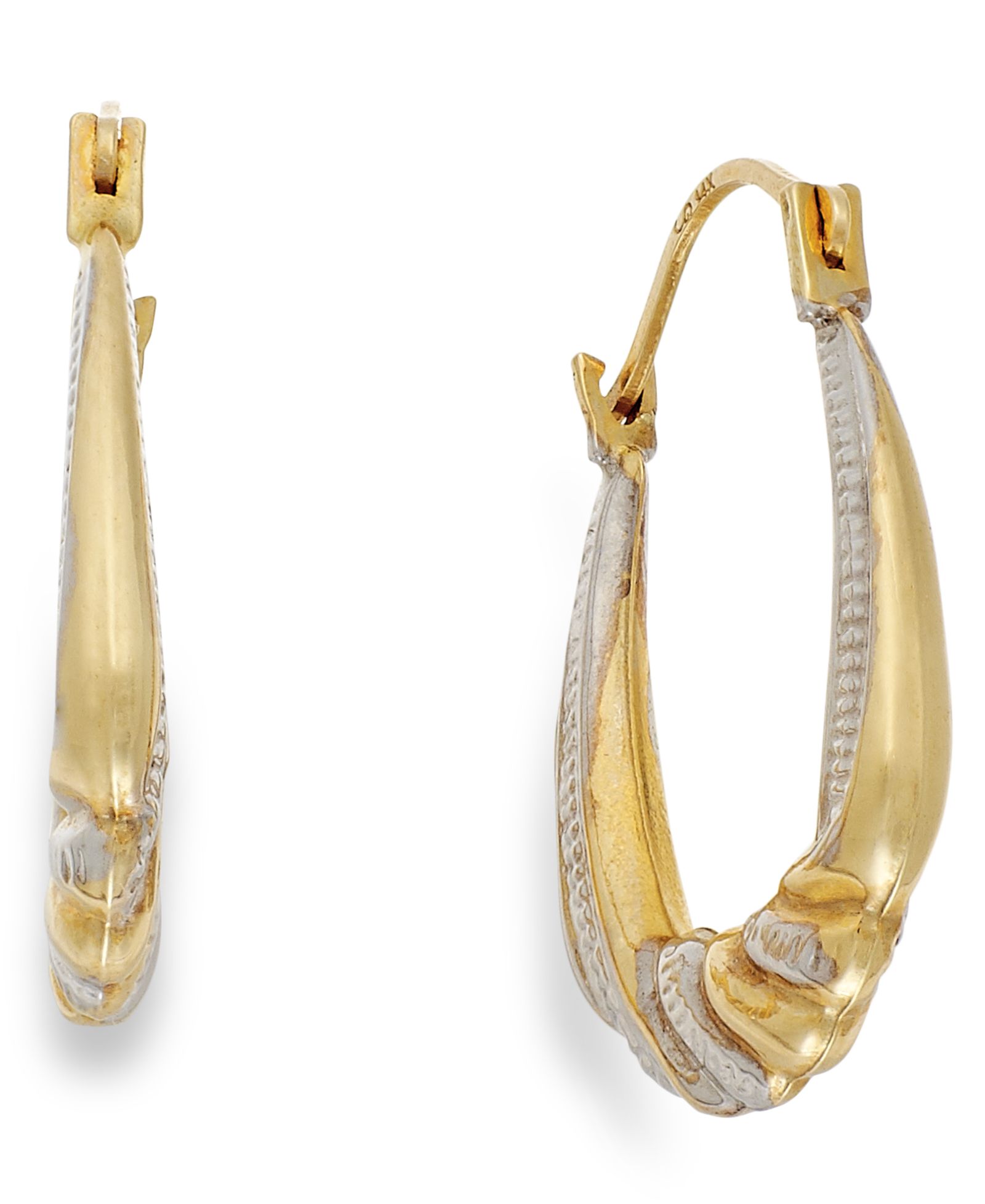 Серьги-кольца Two-Tone Shrimp, 10k Gold