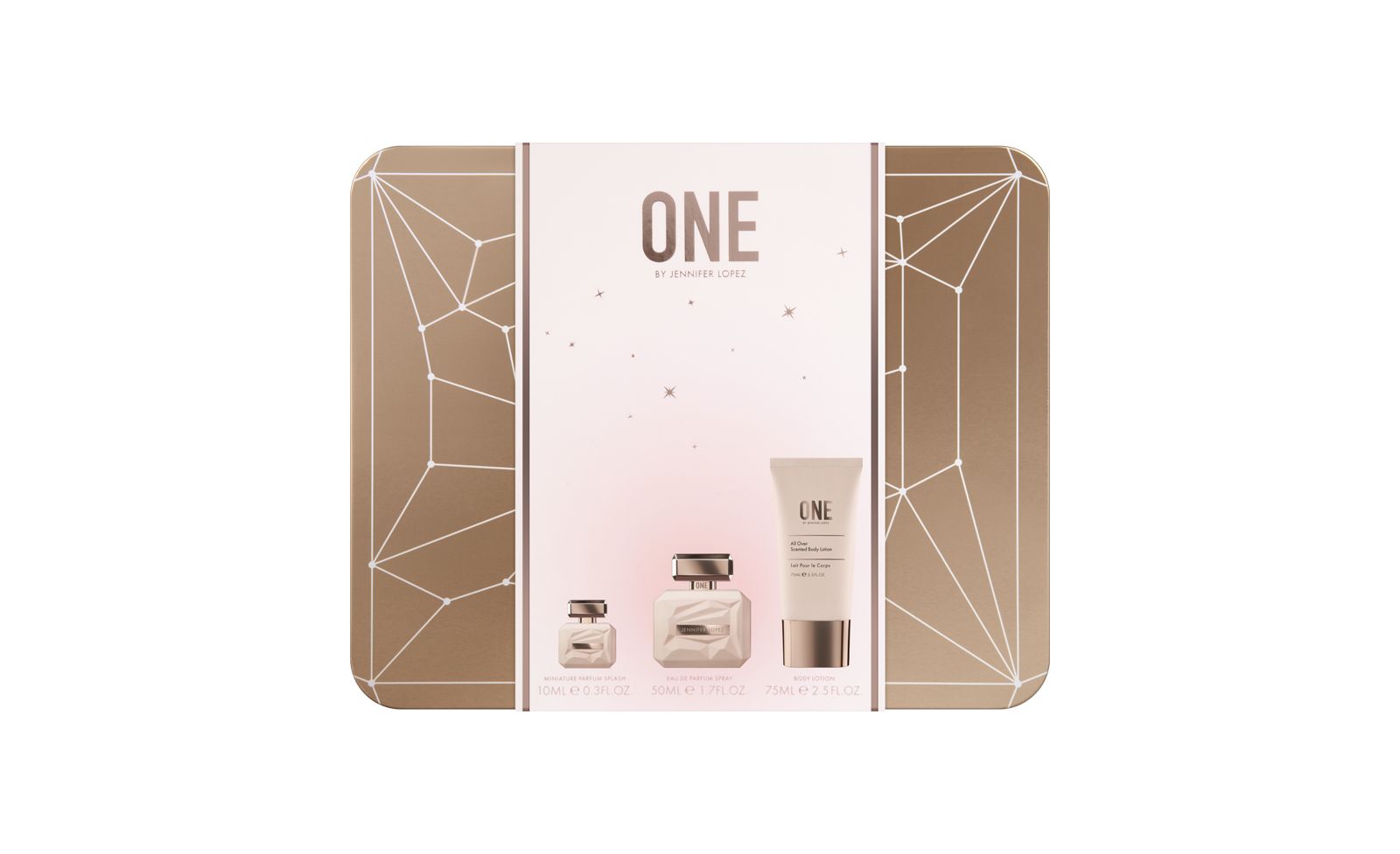 Jennifer Lopez ONE Подарочный набор: 50ml EDP, 10ml Mini Parfum & 75ml Body Lotion, 3 шт