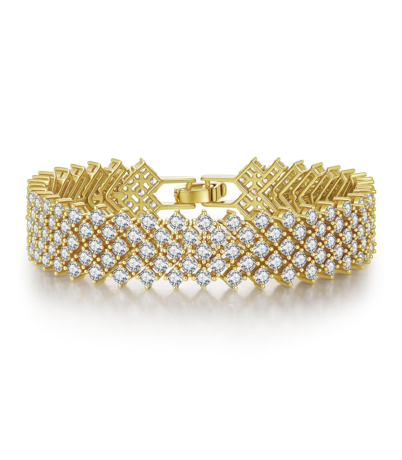 Genevive Elegant Sterling Silver 4-Row Cubic Zirconia Tennis Bracelet
