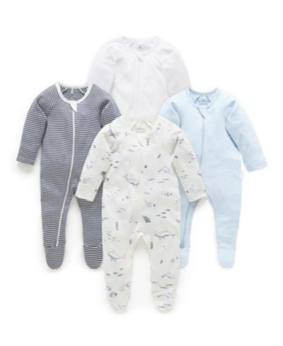 Purebaby Детский набор из 4 комбинезонов на молнии для мальчиков