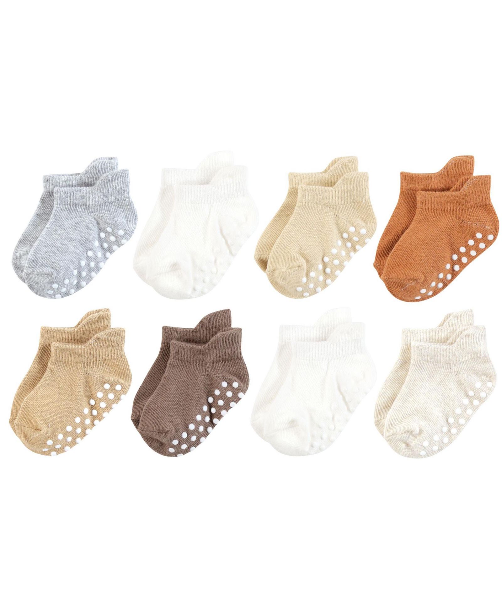 Touched by Nature Baby Boys Unisex 12 Pack Natural Non Skid No-Show Socks