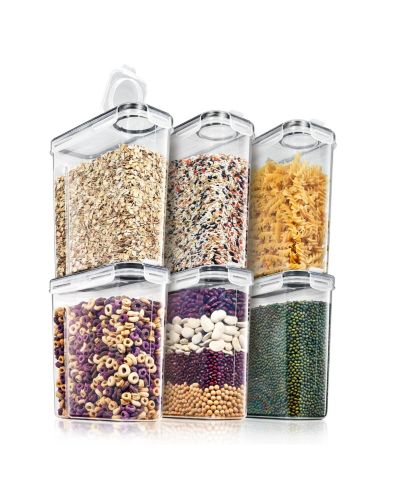Sorbus 6 Pack (2L/8.4 Cups) Airtight Food Storage Dispensers for Beans, Pasta, Cereals, and More
