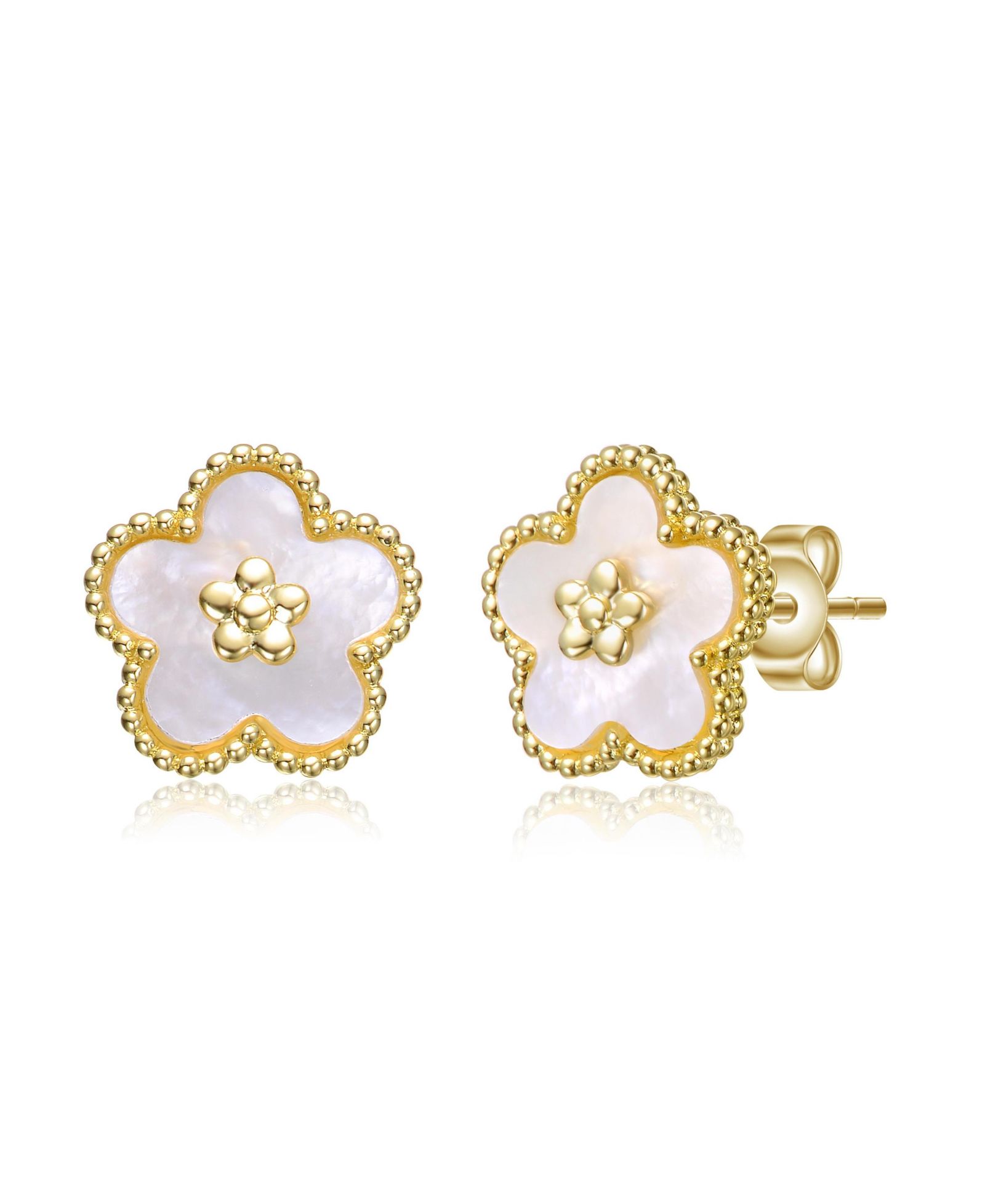 Серьги GiGiGirl Charming 14k Gold Plated Mother of Pearl 10MM Flower Earrings