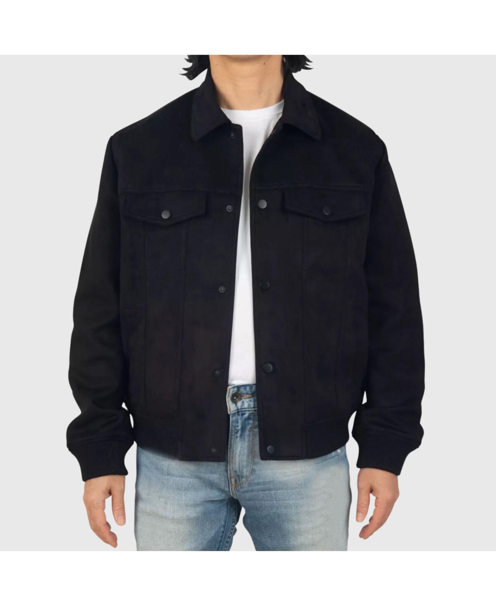 Alpine Swiss Men's Blake Suede Bomber Jacket - Lightweight Slim Fit Casual Softshell Coat with 5 Pockets