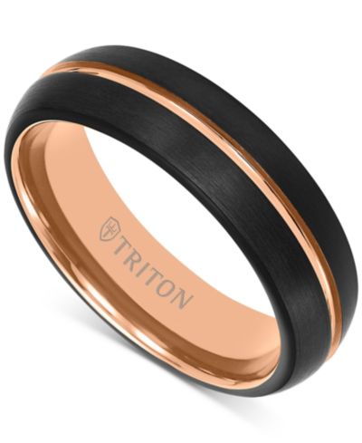 Triton Мужское обручальное кольцо из двухцветного вольфрамового карбида Rose & Black