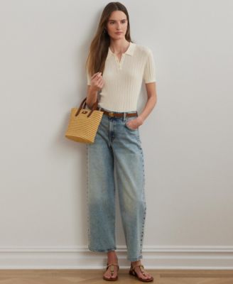 Lauren Ralph Lauren Women's High-Rise Wide-Leg Cropped Jeans