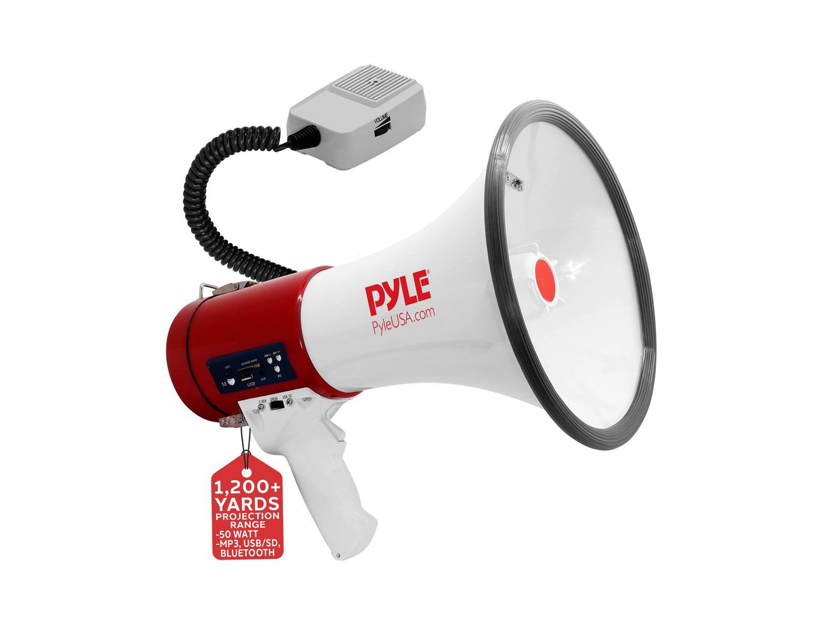 Портативный мегафон Pyle 50-Watt с USB/SD и микрофоном
