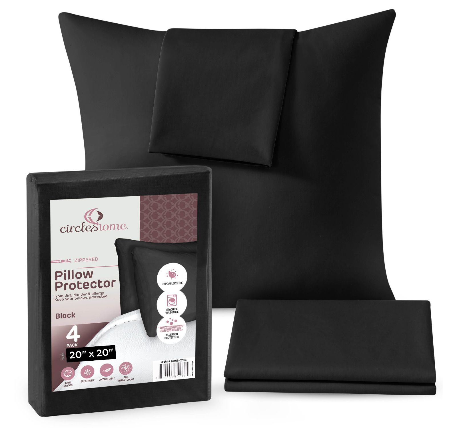 Набор из 4 наволочек Circles Home 100% Cotton Zippered Pillow Protector