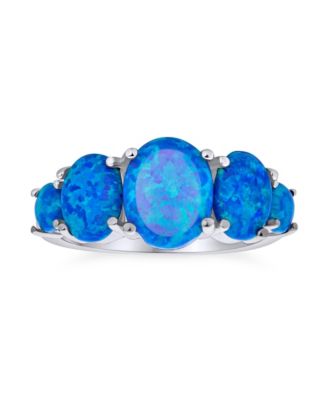 Элегантное кольцо Bling Jewelry с пятью овальными синими опалами, серебро 925 пробы