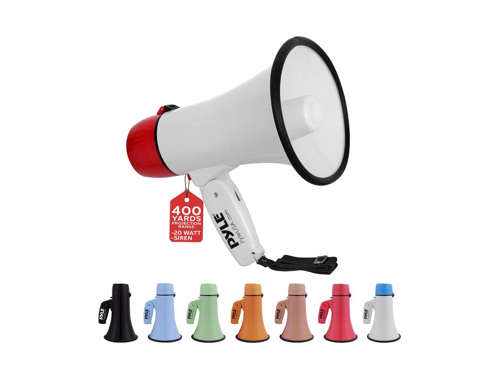 Портативный мегафон Pyle с сиреной, 20 Watt, Aux Input для MP3