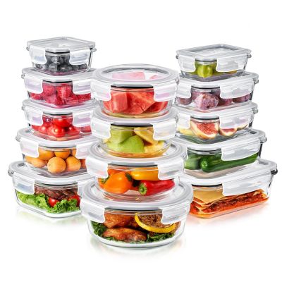 Sorbus Glass Food Storage Containers with Lids - Airtight, Microwave, Fridge, Dishwasher, Oven Safe, BPA-Free, Stackable, Meal Prep Containers