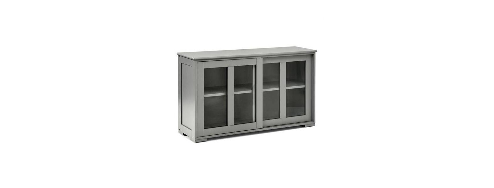 Slickblue Wood Buffet Kitchen Dining Sideboard Storage Cabinet With Glass Sliding Door