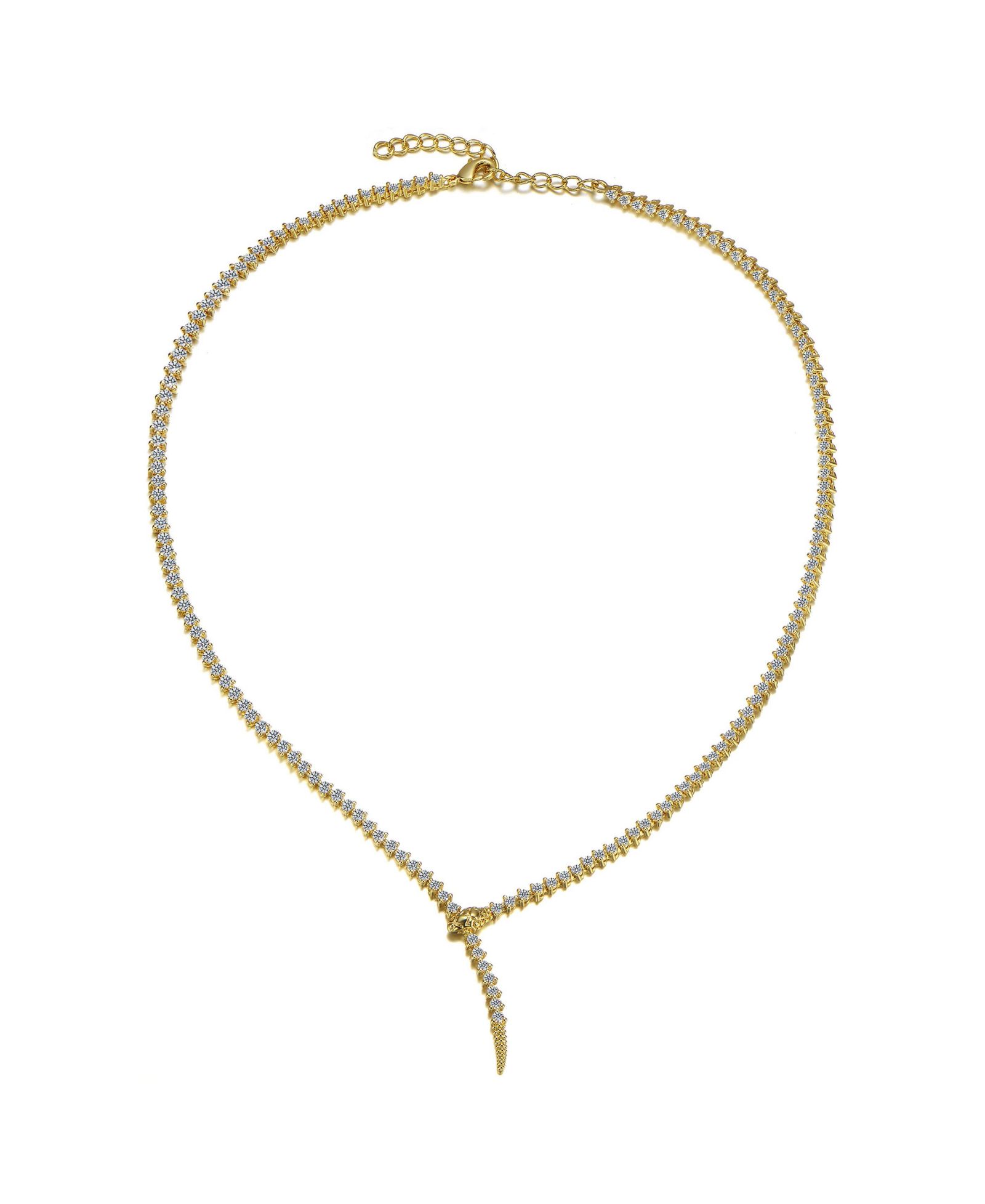Ожерелье Rachel Glauber 14k Gold Plated Cubic Zirconia Snake Tennis Chain