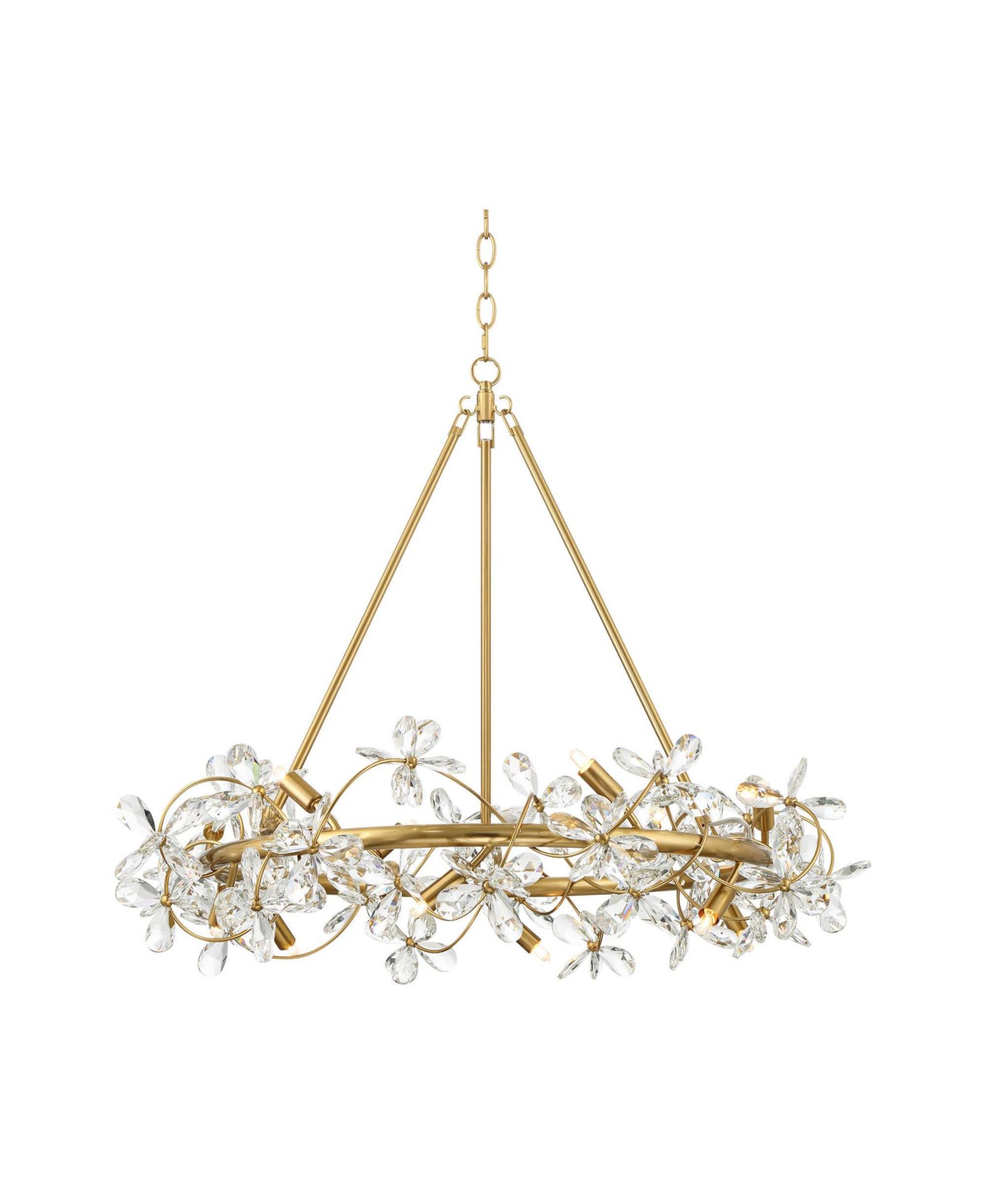 Современная люстра Possini Euro Design Carrine 31 1/2" для столовой, золото и хрусталь