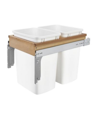 Rev-A-Shelf Двойной выдвижной мусорный бак для кухни 35 Quart / 8.75 Gallon с направляющими Full-Extension, 4WCTM-18DM2-162