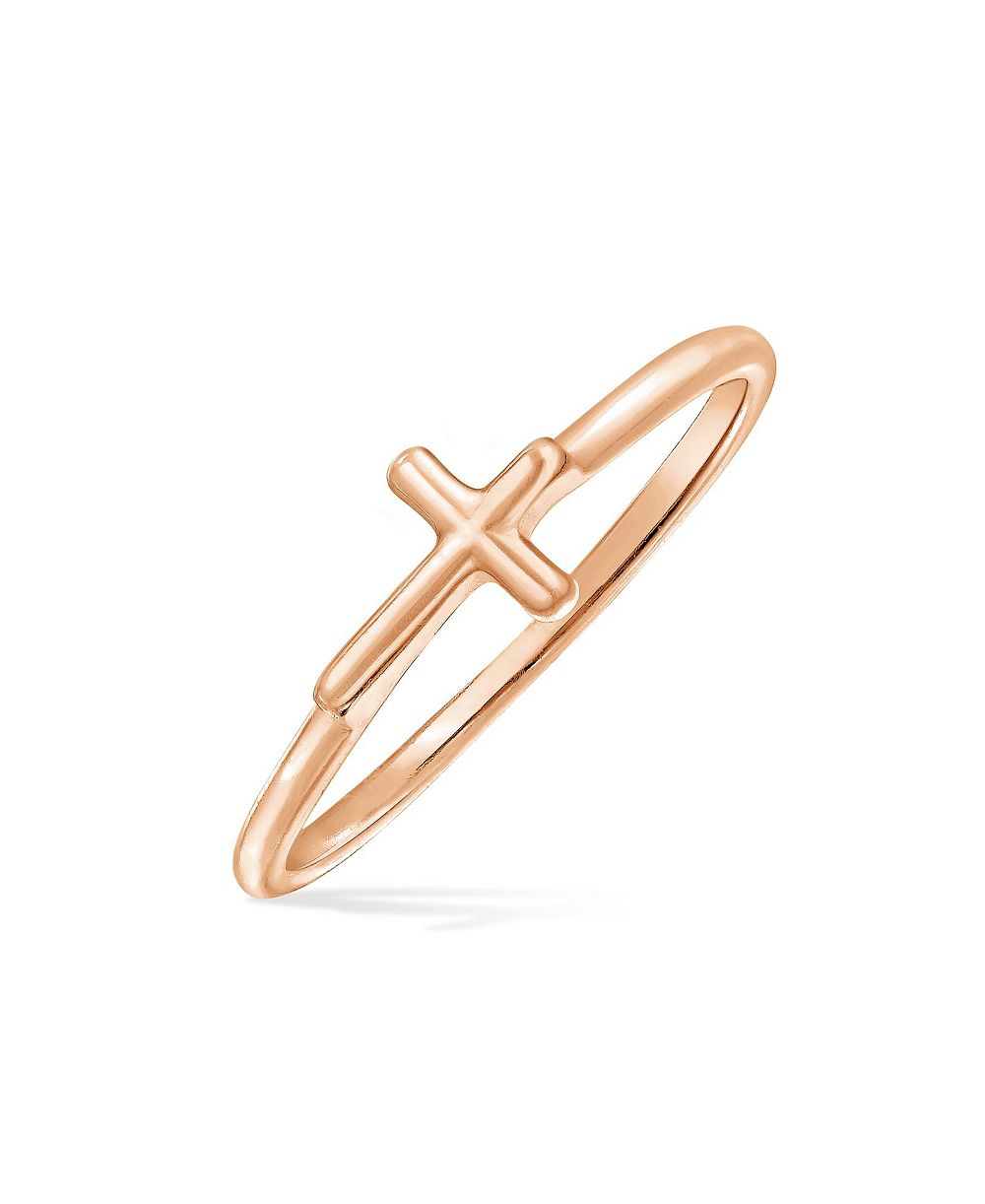 Bling Jewelry кольцо с религиозным символом перевернутого креста, тонкая полоска, позолоченное серебро