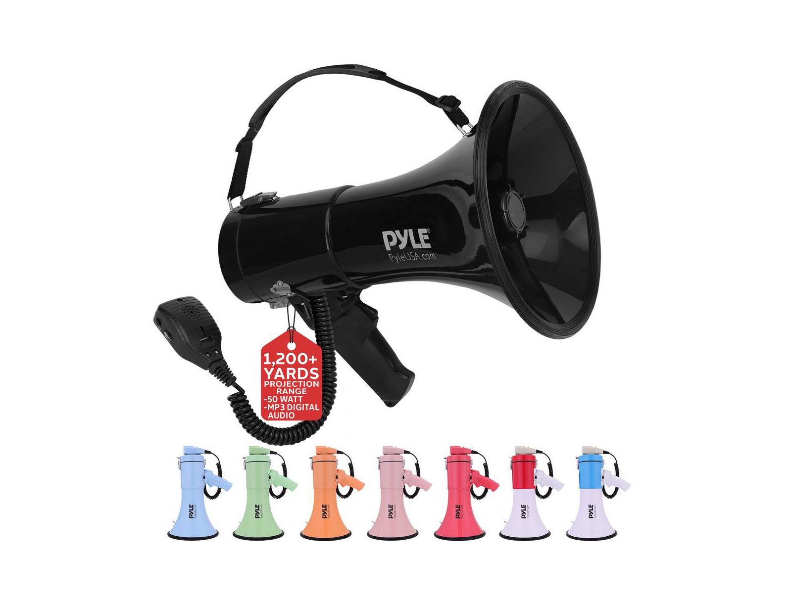 Pyle PMPRA514BK 50-Watt Portable Automatic Siren Megaphone