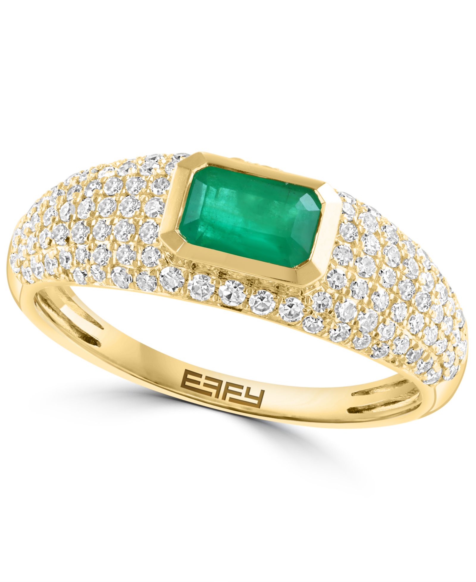 EFFY® Collection Diamond (3/8 ct. t.w.) & Emerald (1/2 ct.t.w.) Ring in 14k Gold