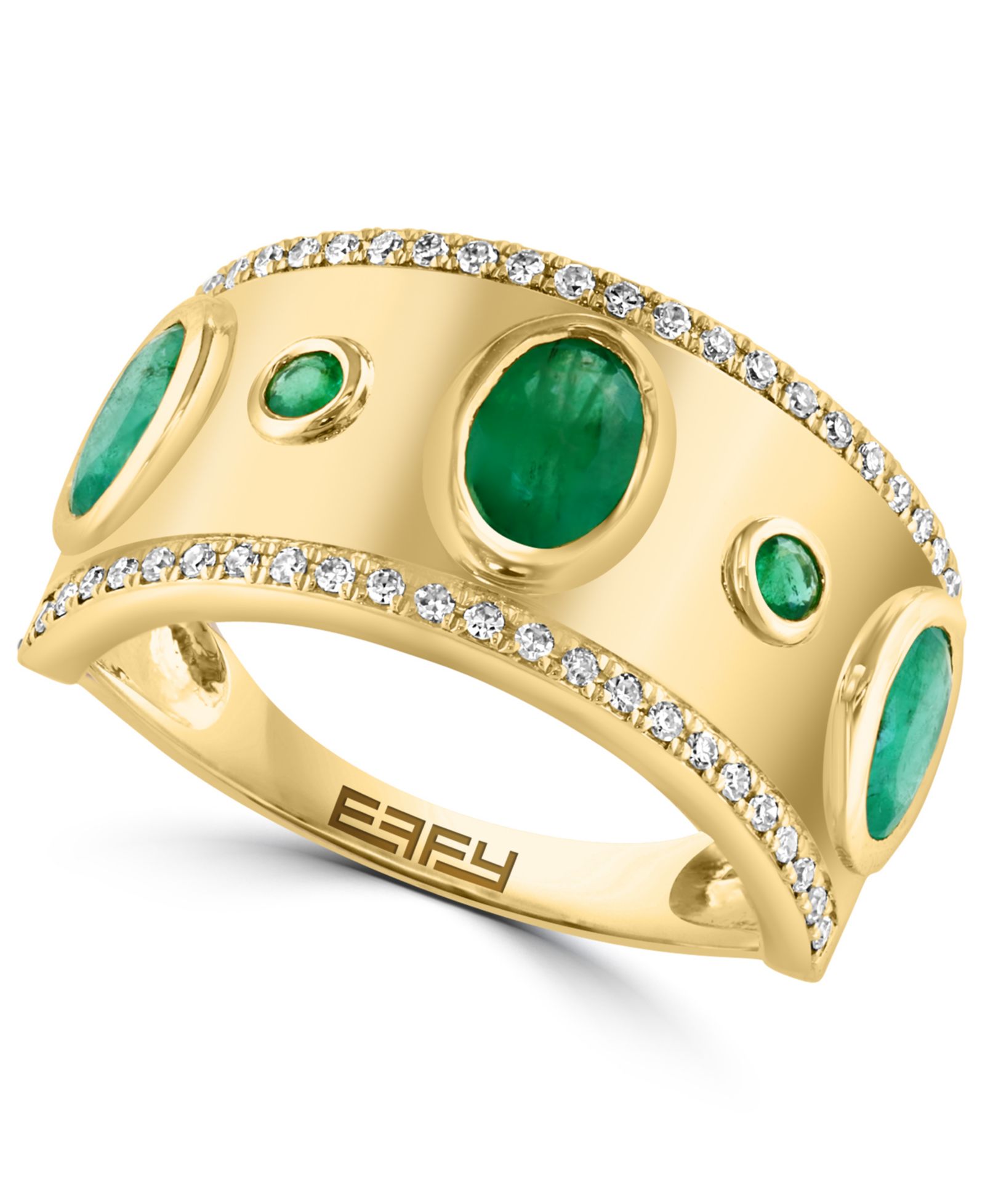 EFFY® Collection Diamond (1/5 ct. t.w.) & Emerald (1-1/3 ct. t.w.) Ring in 14k Gold