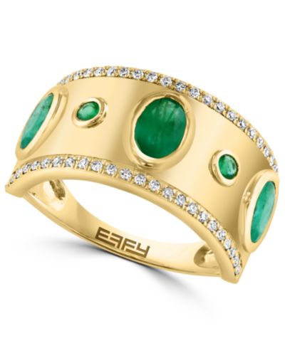 EFFY Collection Кольцо с бриллиантом (1/5 ct. t.w.) и изумрудом (1-1/3 ct. t.w.) в 14k золоте