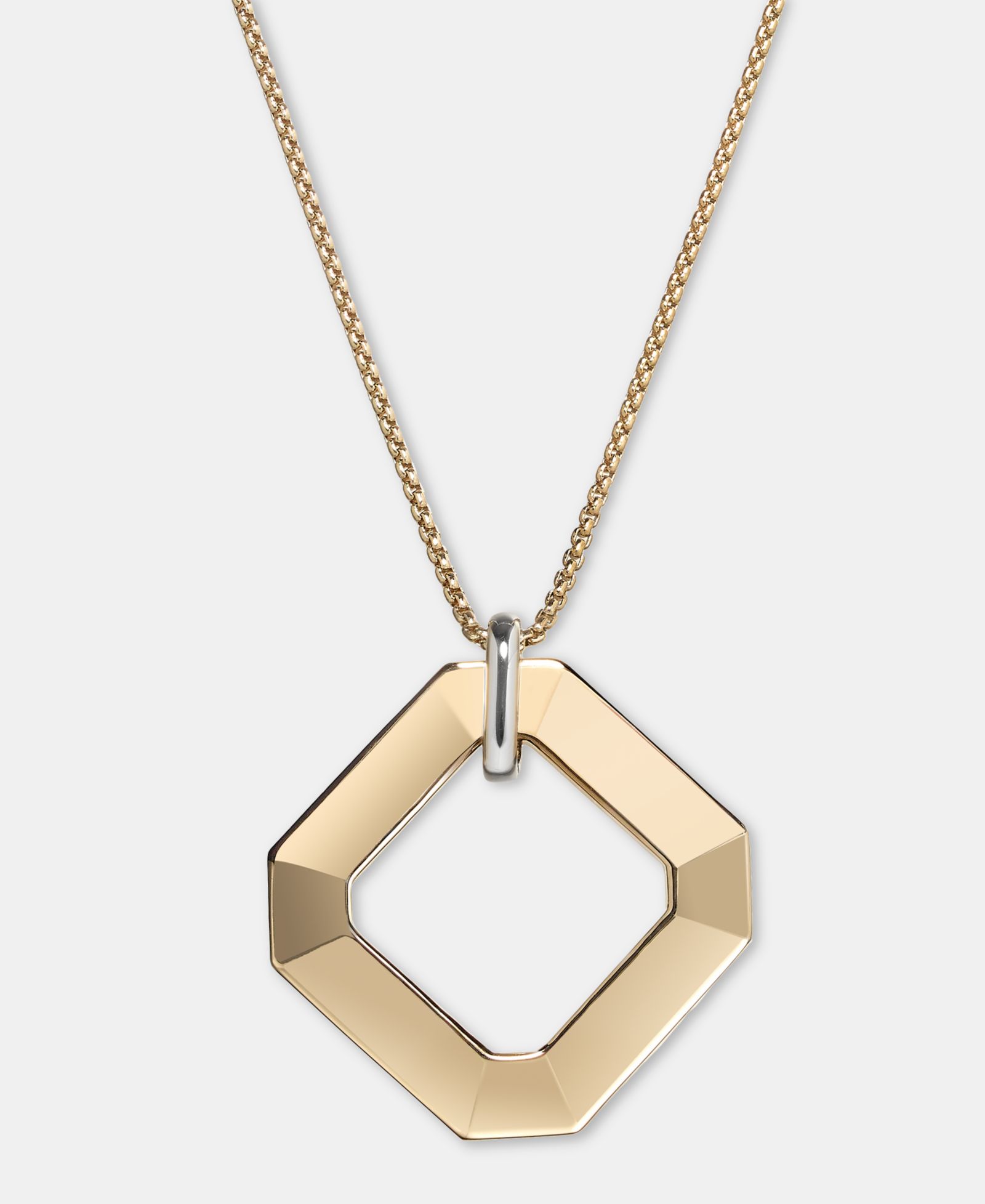 KARL LAGERFELD PARIS Two-Tone Faceted Geometric 36" Adjustable Pendant Necklace