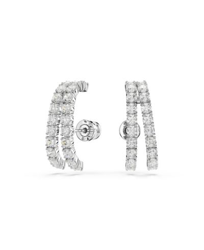 Swarovski Matrix White, Rhodium Plated круглые серьги-обручи