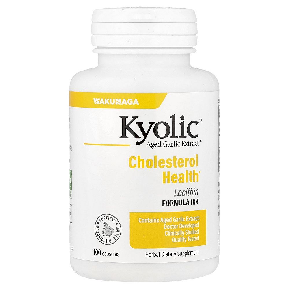 Kyolic Aged Garlic Extract  Cholesterol Health with Lecithin  Formula 104  -  100 Capsules