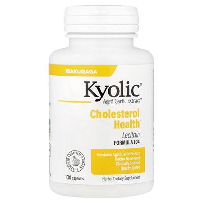 Kyolic Aged Garlic Extract  Cholesterol Health with Lecithin  Formula 104  -  100 Capsules