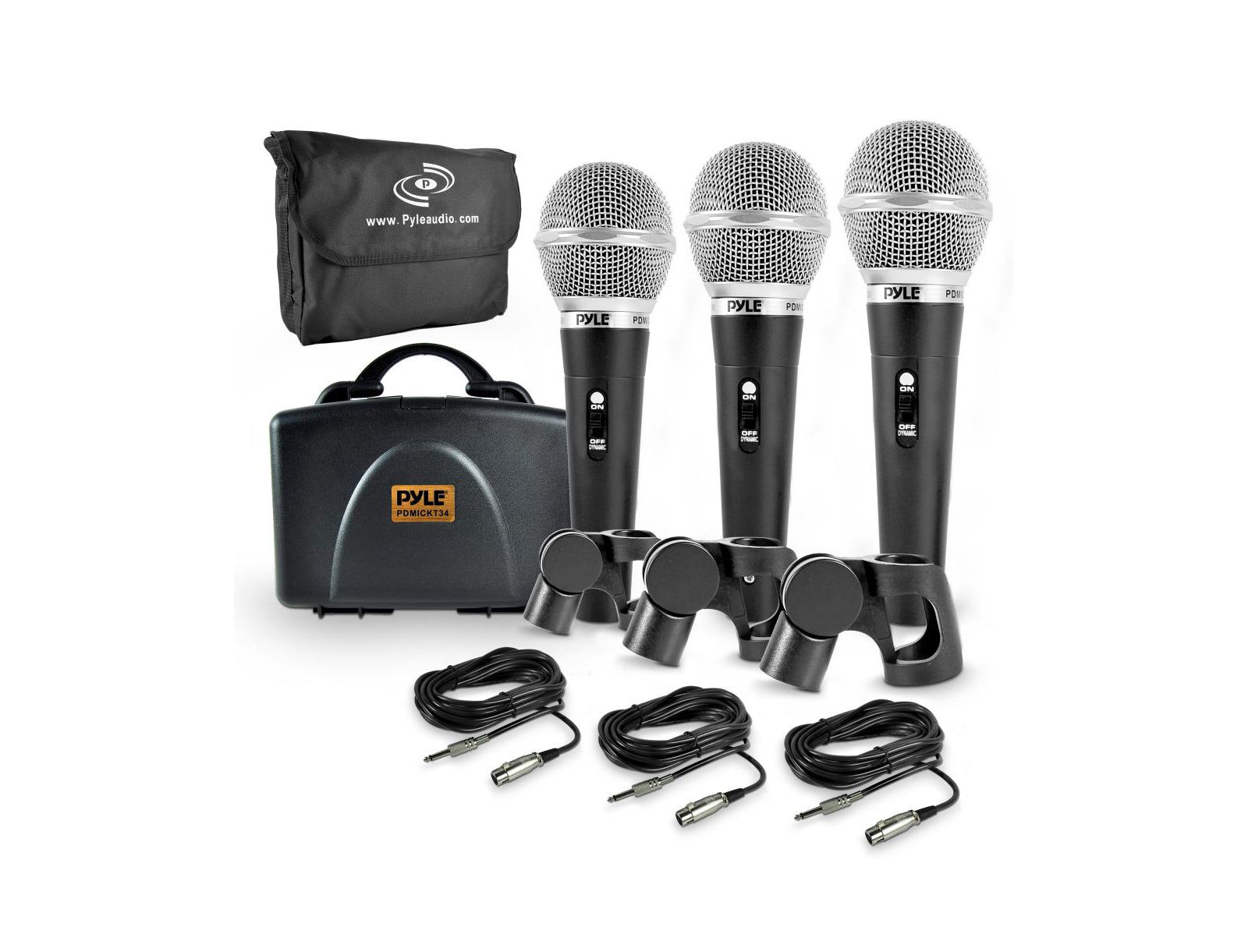 Pyle комплект динамического микрофона с 3 ручными микрофонами, XLR Cables & Pop Filters