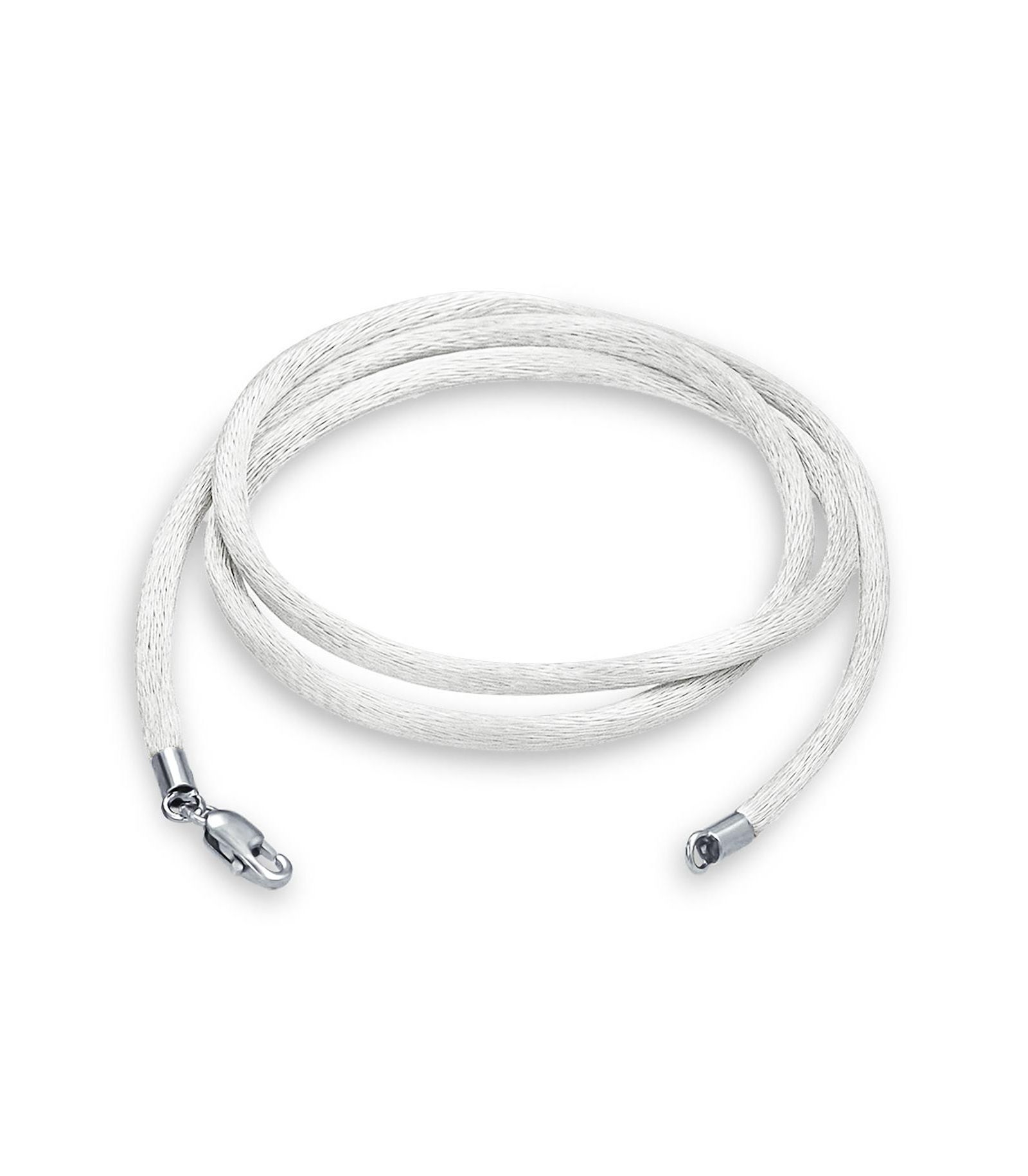 Bling Jewelry Off-White Satin Cord Necklace Sterling Silver
