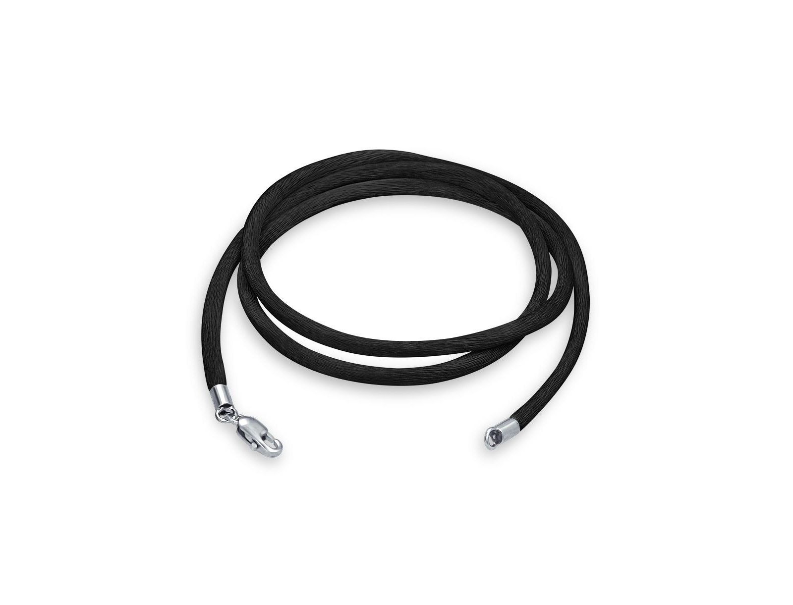 Блинго Jewelry ожерелье из черного шелка с кулоном из стерлингового серебра 14-36 дюймов