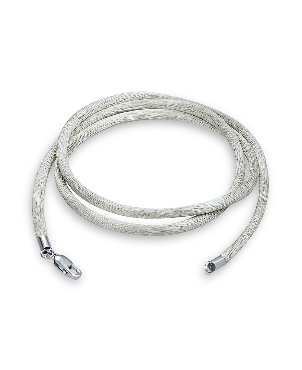 Ожерелье Bling Jewelry Soft Thin Satin Silk Cord Strand для подвески, .925 Sterling