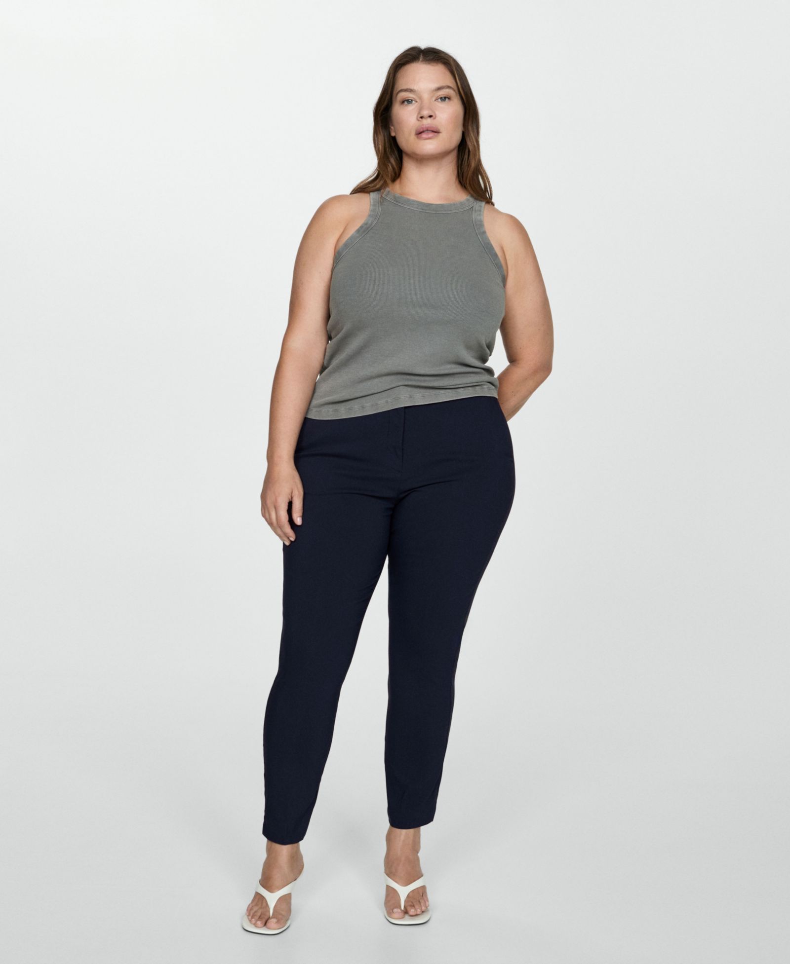 Mango Women's Cropped Slim Fit Pants
