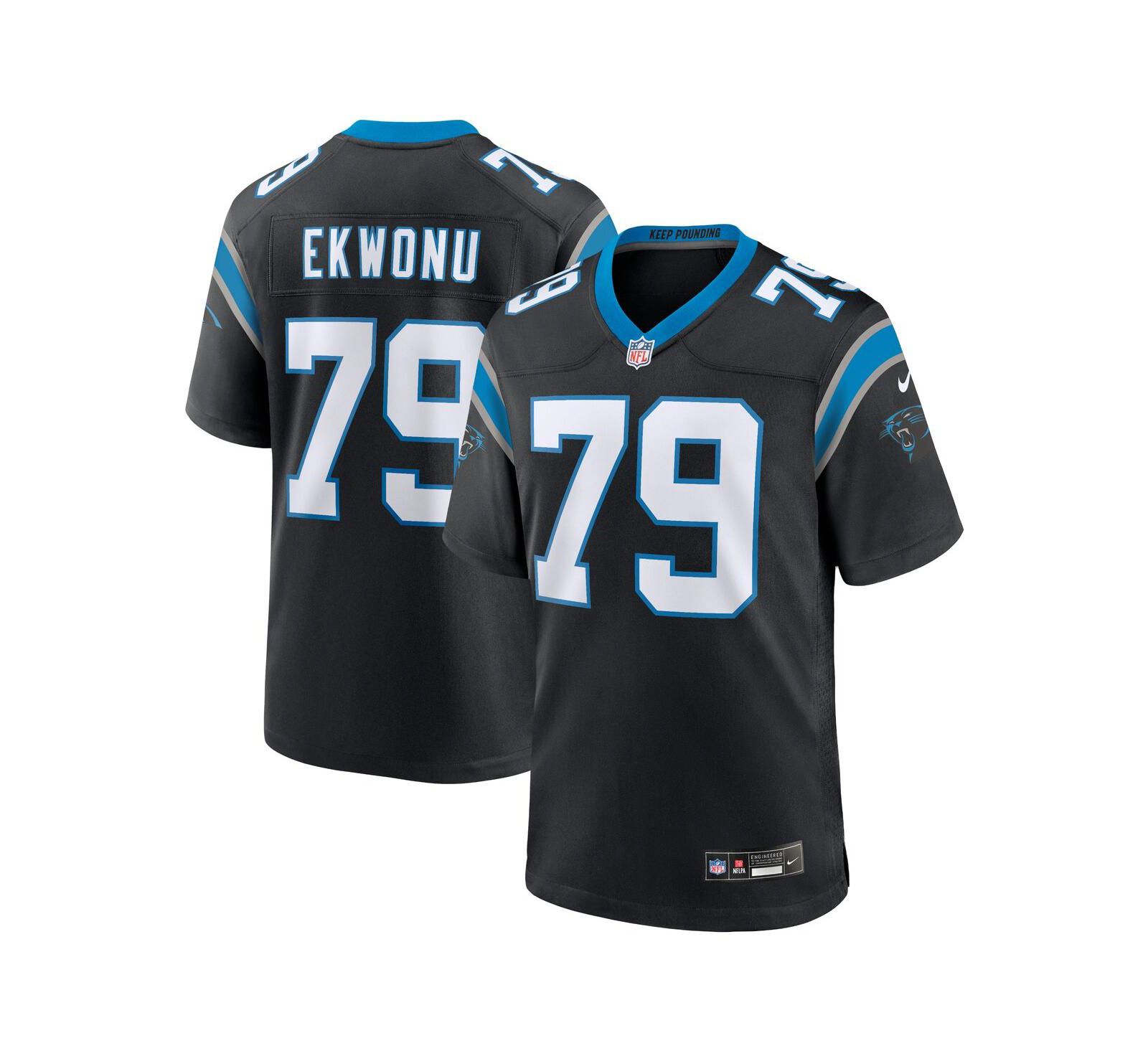 Nike Men's Ikem Ekwonu Black Carolina Panthers Game Jersey