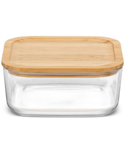 Bormioli Rocco Frigoverre Quadra 68.5-Oz. Glass Food-Storage Container and Bamboo Lid, Set of 6