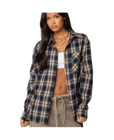 Женская фланелевая рубашка Edikted Plaid Flannel Button Up