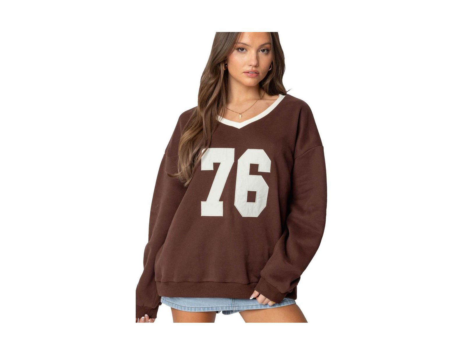 Edikted Women's 76 Oversized V Neck Sweater