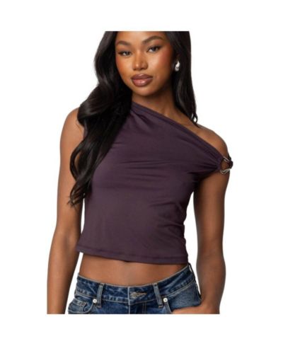 Edikted Женский топ Abstract Metal Ring Asymmetric Top