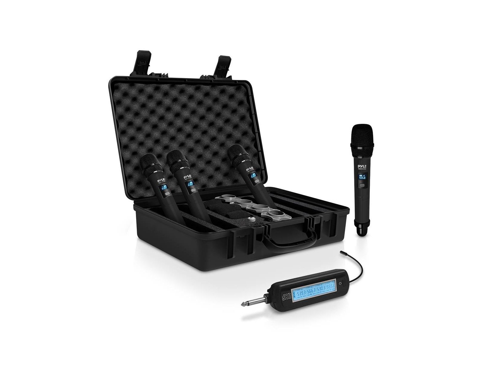 Pyle PDWM224BK система микрофонов UHF, беспроводная, 4 канала, монтируется в стойку