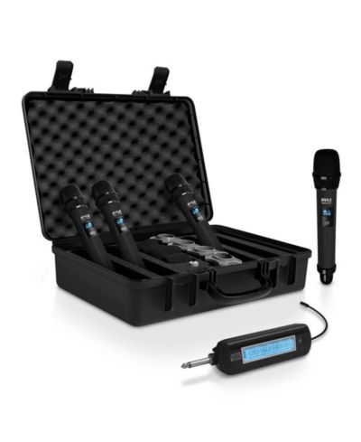 Pyle PDWM224BK система микрофонов UHF, беспроводная, 4 канала, монтируется в стойку