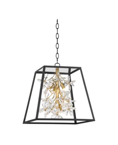 Possini Euro Design Carrine 15 3/4" Modern Pendant Chandelier Ceiling Light Fixture Dining Room Over Table 5-Light LED Black Gold Finish