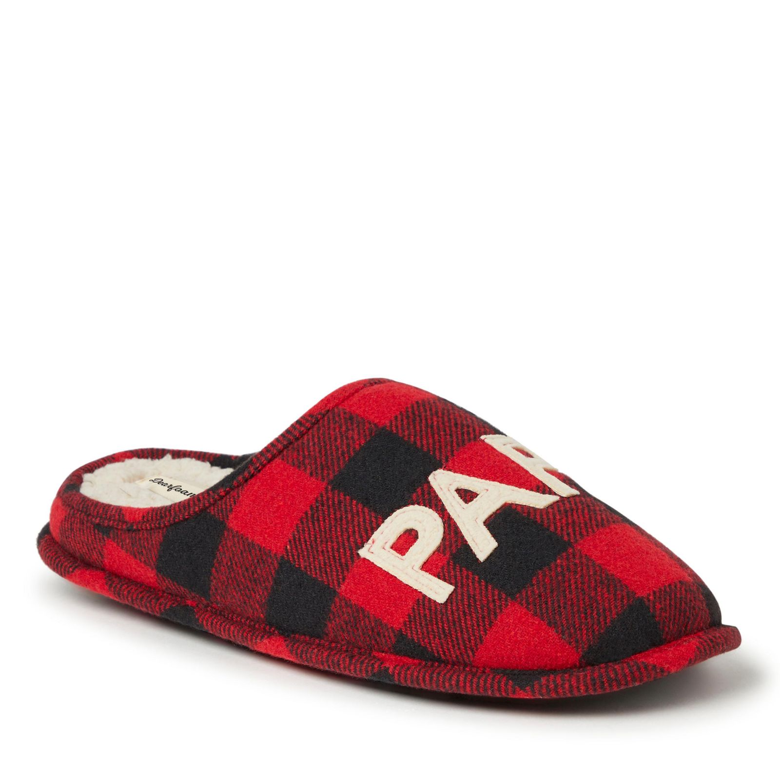 Dearfoams Men's Buffalo Check Papa Bear Dad Clog House Slipper