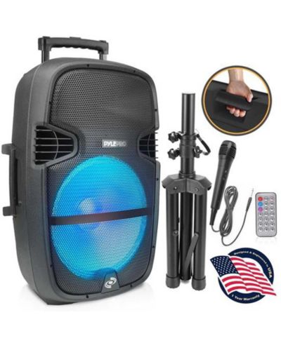 Pyle акустическая система для улицы с Bluetooth, 1000W, FM, USB, SD, AUX, микрофон, пульт, штатив