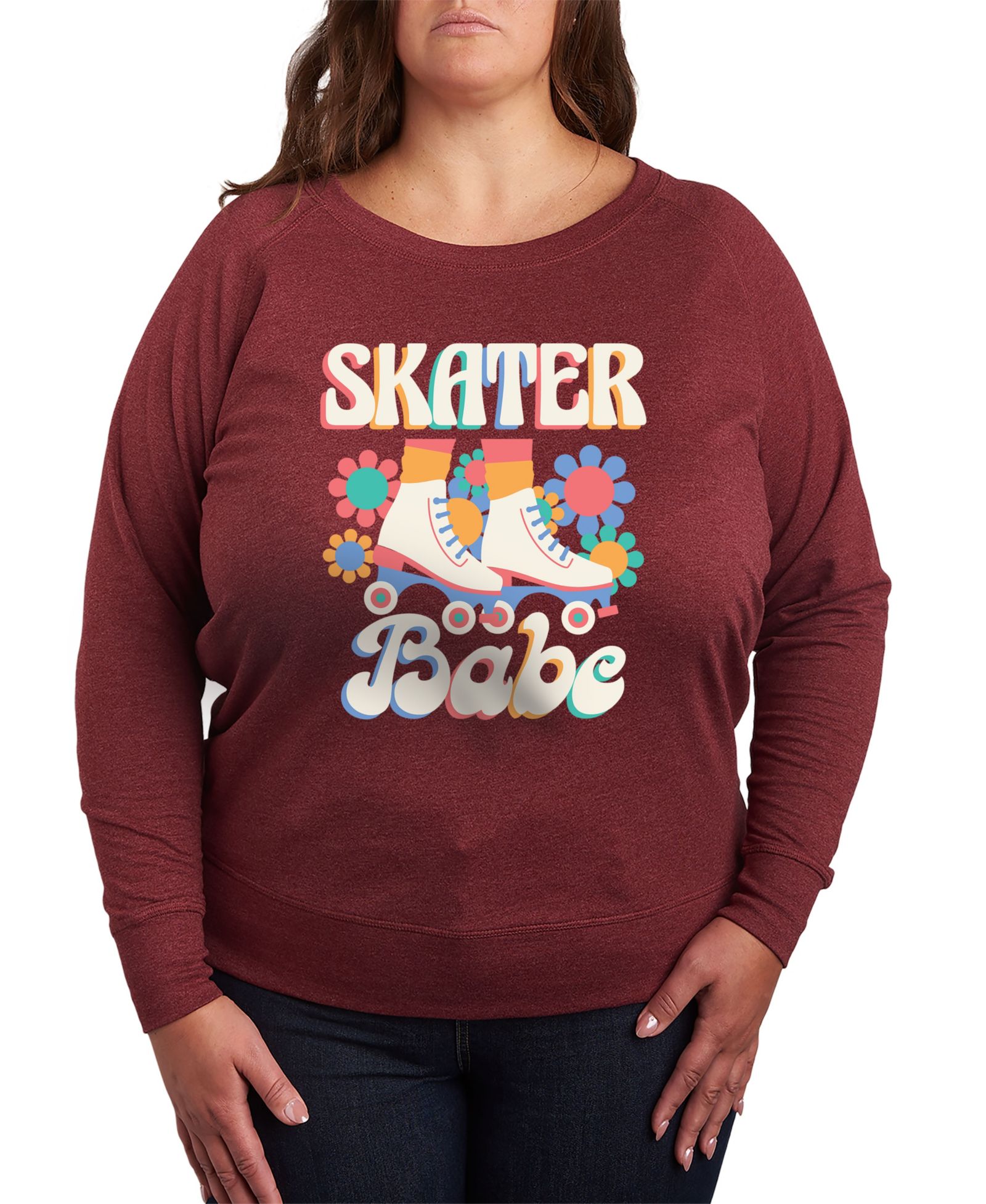 Женский топ Hybrid Apparel Plus Size Skater Babe Graphic Crew Neck